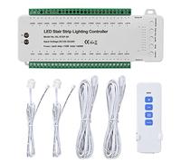 TWSOUL 9 Modes LED Motion Sensor Stair Light Controller DC12-24V Speed Brightness Adjustable Time Delay Setting Automatic (28 Channels remote control), Red