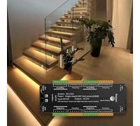 TWSOUL LED Motion Sensor Stair Light Controller, 32 Channels Anti-Short Circuit Automatic Step System Controller 24 V Speed Adjustable Stair Light Controller