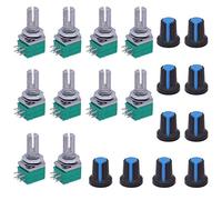 TWTADE 10Pcs Single Linear Rotary Seal Amplifier Potentiometers Type 5k,10K,20K,50K,100K（Each 2）Ohm Knurled Shaft 6Pin RK097N-6-5k-100k
