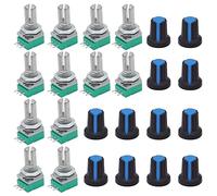 TWTADE 12Pcs Single Linear Rotary Seal Amplifier Potentiometers Type 5k,10K,20K,50K,100K,500K(Each 2)Ohm Knurled Shaft 3Pin RK097N-3-5k-500k