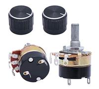 TWTADE 2Pcs 10K Ohm Single Linear Taper Dimmer Potentiometer with on/Off Switch + 2pcs Black Aluminum Alloy knob