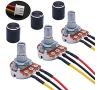 TWTADE 3PCS 10K Ohm Linear Taper Adjustable Rotary Potentiometer Change Resistance WH148 B10K 3 Pin with XH2.54-3P Connector Wire Cable + Black Knob Cover Cap 148-10kBK