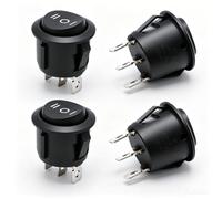 TWTADE / 4Pcs Momentary Boat Rocker Switch 3 Pin 3 Position(ON)-Off-(ON) SPDT Mini Car Auto Boat Round Rocker Toggle Switch 6A 250VAC/10A 125VAC KCD1-5-123