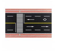 TWTCZOZ 1 Piece Road Board Architectural Model Road Section with Engraved Stone Pattern and Straight for Customizable Town Building Suitable for Display Case Landscaping, Black Red, Crossing