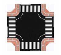 TWTCZOZ 1 Piece Road Board Architectural Model Road Section with Engraved Stone Pattern and Straight for Customizable Town Building Suitable for Display Case Landscaping, Black Red,