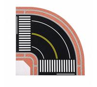 TWTCZOZ 1 Piece Road Board Architectural Model Road Section with Engraved Stone Pattern and Straight for Customizable Town Building Suitable for Display Case Landscaping, Black Red, Corner