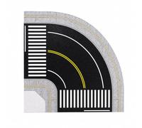 TWTCZOZ 1 Piece Road Board Architectural Model Road Section with Engraved Stone Pattern and Straight for Customizable Town Building Suitable for Display Case Landscaping, Black White 2, Corner