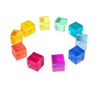 TWTCZOZ 10Pcs Rainbow Acrylic GEM Cubes Building Blocks Set Sensory Training Hand Eye Coordination Stacking Cubes for Children Smooth