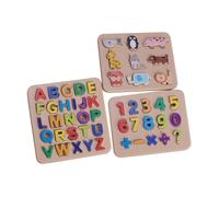 TWTCZOZ 3 Pieces Mini Alphabet Puzzle Toy Dollhouse Letter Numbers Block Puzzle Model Simulation Pretend Play Ornament Sturdy PP Suitable for Children, without storage box