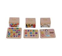 TWTCZOZ 3 Pieces Mini Alphabet Puzzle Toy Dollhouse Letter Numbers Block Puzzle Model Simulation Pretend Play Ornament Sturdy PP Suitable for Children, with storage box