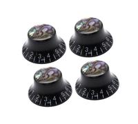 TWTCZOZ 4 Pieces Guitar Knobs Electric Guitar Speed Rotary Knobs PP Material Hat Universal Replacement Suitable for School Bands Instrument Cust, Black white letter