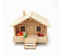 TWTCZOZ Assemble Building Bamboo Stilt House Model Kit Miniature Log DIY Bamboo Dwelling Kit Architectural Model Set Classic Wilderness Cabin Aesthetic, Natural A