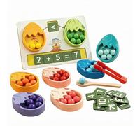 TWTCZOZ Children Arithmetic Train STEM Counting And Sorting Set With Dinosaur Egg Cups Number Tiles Activity Board Balls Tongs Wooden Spoon Develops Fine
