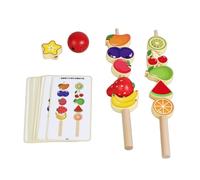 TWTCZOZ Children Cognitive Game Wooden Fruit Threading Game Lacing Beads Stacking Blocks Educational Toy for Cognitive Growth Pattern Building Motor Control, Candied Haw Skewers