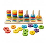TWTCZOZ Children Wooden Stacking Toy Sorting Board Matching Cards Peg Puzzle Made with Smooth Wood for suitable for preschool learning early education classroom activities parent child interaction