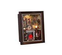 TWTCZOZ DIY Assembly Craft Miniature Tailor Workshop Kit Sewing Room Diorama Wooden Shadow Box Dollhouse Model Warm lit Scene with Dress Form and Textile