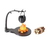 TWTCZOZ Dollhouse Miniature Campfire Model with Hanging Set Includes Wooden Stump Pot Pretend Play Accessories Made From PLA Suitable for Tod, Style A