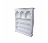 TWTCZOZ Dollhouse Shelf Miniature Bookshelf Arched Bookcase Display Rack With Arches Four Lower Shelves Structure Suitable for miniature study rooms living, White