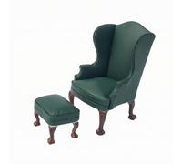 TWTCZOZ High-Back Chair with Footrest, Green | Upholstered Leather Seat, , Furniture, for Dioramas