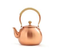TWTCZOZ Industrial Kettle Copper Tea Kettle Water Boiler Pour Over Pot Stovetop Teapot Hammered Pure Copper Body with Curved Spout and Arched Grip Suitable, 1600ml, Plain Texture