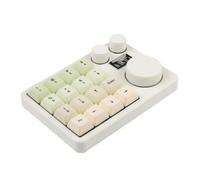 TWTCZOZ Keyboard With 16 Keys And Three Rotary Dials Low Profile Aluminum Case Hot Swappable Design Mode Connectivity Suitable For Creative Work Music Production, White, Electroplated