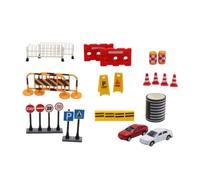 TWTCZOZ Miniature Traffic Scene Bundle With Signposts Warning Cones Street Blocks Car Pieces Details suitable for diorama builds dollhouse cities photography props collection display