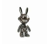 TWTCZOZ Space Themed Statue Astronaut Hare Figurine Bunny Sculpture Space Suit Decor Resin Craft Electroplated Finish Mirror Shine Modern Aesthetic Suitable, Gunmetal Gray
