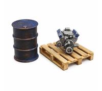 TWTCZOZ Toy Figurine Set Miniature Figures Workshop Props Engine Components Model Car Diorama 3D Printed Weathered Texture suitable for collectors hobby rooms, Blue, Aged Paint Set (Blue)