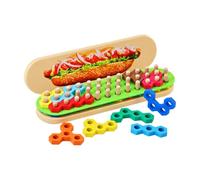 TWTCZOZ Wooden Peg Puzzle Toy Hands-on Hot-Dog-Themed Peg Puzzle Colorful Geometric Learning Board with Knobs for Preschoolers, Classroom