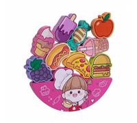 TWTCZOZ Wooden Stacking Toy Balancing Game Educational Blocks Motor Skills Toy Cognitive Toy Interactive Playset with Imaginative Food Graphics suitable for early learning playroom activities