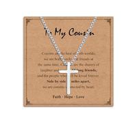 Twutqel Cross Necklace for Boys, Adjustable Silver/Black Stainless steel Cross Chain, 13th 16th Birthday Baptism Christmas Gifts for Son Grandson Nephew Brother Cousin Age 6-21 (To My Cousin, White)