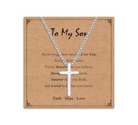 Twutqel Cross Necklace for Men Boys, Adjustable Silver/Black Stainless steel Cross Chain, 13th 16th Birthday Baptism Christmas Gifts for Son Grandson Nephew Brother Cousin Age 6-21 (To My Son, White)