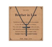 Twutqel Cross Necklace for Men Boys, Adjustable Silver/Black Stainless steel Cross Chain, Birthday Baptism Christmas Gifts for Son Grandson Nephew Brother Cousin Age 6-21 (To My Brother in Law, Black)