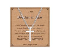Twutqel Cross Necklace for Men Boys, Adjustable Silver/Black Stainless steel Cross Chain, Birthday Baptism Christmas Gifts for Son Grandson Nephew Brother Cousin Age 6-21 (To My Brother in Law, White)