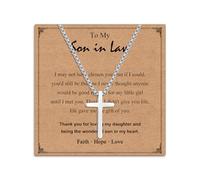 Twutqel Cross Necklace for Men Boys, Adjustable Silver/Black Stainless steel Cross Chain, Birthday Baptism Christmas Gifts for Son Grandson Nephew Brother Cousin Age 6-21 (To My Son in Law, White)