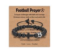 Twutqel Football Bracelet for Boys, Adjustable Woven Football Cross Bead Bracelet, Birthday Baptism Christmas Football Gifts for Son Grandson Brother Nephew Team Age 9-12 (Football Player)