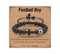 Twutqel Football Bracelet for Boys, Adjustable Woven Football Cross Bead Bracelet, Birthday Baptism Christmas Football Gifts for Son Grandson Brother Nephew Team Age 9-12 (Football Boy)