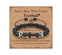 Twutqel Football Gifts for Boys, Adjustable Football Cross Bead Bracelet, Birthday Baptism Christmas Football Jewellery Gifts Age 9-12 for Son Grandson Brother Nephew Team Friend