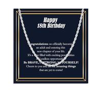 Twutqel Silver Necklace 16th 18th 21st Birthday Gifts for Men Boys, Twist Rope Necklace 50cm Silver Chain, Birthday Jewellery Gifts for Son Grandson Nephew Brother Boyfriend (18th Birthday)