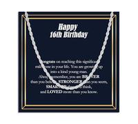 Twutqel Silver Necklace 16th 18th 21st Birthday Gifts for Men Boys, Twist Rope Necklace 50cm Silver Chain, Birthday Jewellery Gifts for Son Grandson Nephew Brother Boyfriend (16th Birthday)