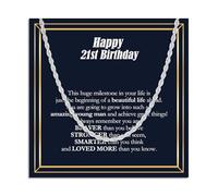 Twutqel Silver Necklace 16th 18th 21st Birthday Gifts for Men Boys, Twist Rope Necklace 50cm Silver Chain, Birthday Jewellery Gifts for Son Grandson Nephew Brother Boyfriend (21st Birthday)