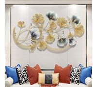 TWY 3D Metal Wall Art Decor, Golden Ginkgo Leaves Metal Wall Hanging, Gold Metal Art Wall Sculpture for Study Living Room Bedroom Artwork Hotel Decor Indoor Outdoor