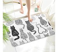 Twyt decor Cat Imitation Cashmere Bathroom Mat Rug - Rubber Non-Slip Quick Dry Super Absorbent Cat Bath Mats for Bathtub Shower Room Sinks (17" W x 27" L)