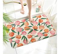 Twyt decor Cute Watercolor Peaches Imitation Cashmere Bath Mat Rug-Rubber Non Slip Absorbent Soft Bathroom Rugs Fit Under Door for Bathtub Shower Room Sink (17" Wx 27" L)