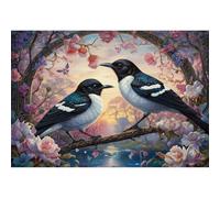 TWYYDP 1000 Piece Jigsaw Puzzle for Adults Branches Flowers Magpie Bird Animals Puzzle Challenge Games Wooden Puzzles