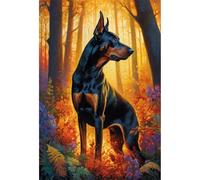 TWYYDP 1000 Piece Jigsaw Puzzle for Adults Doberman Dog in the Woods Puzzle DIY Home Wall Decor Wooden Puzzles