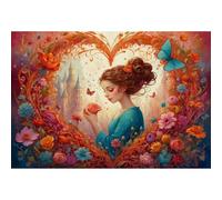 TWYYDP 1000 Piece Jigsaw Puzzle for Adults Heartflowersbutterflygirllandscape Puzzles Challenge Games Wooden Puzzles