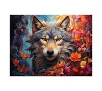 TWYYDP 1500 Piece Jigsaw Puzzle for Adults Gray Wolf Flower Scenery Puzzles Family Games DIY Gift Wooden Puzzles