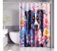 TWYYDP Durable Waterproof Shower Curtain,Machine Washable,Flower Border Collie,for Bathroom Decor(180x180 cm)