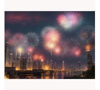 TWYYDP Jigsaw Puzzles 1500 Pieces for Adult,City Night Fireworks Scenery Puzzle,Beautiful Wall Decoration Painting Wooden Puzzle